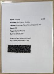 De'Von Achane [Red] #FFMS-32 Football Cards 2023 Panini Certified Freshman Fabric Mirror Signatures Prices