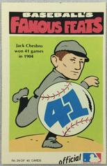 Jack Chesbro Baseball Cards 1972 Fleer Famous Feats Prices