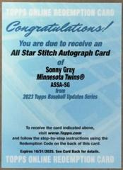 Sonny Gray #ASSA-SG Baseball Cards 2023 Topps Update All Star Stitches Autographs Prices
