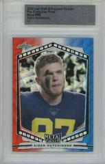Aidan Hutchinson [Red White Blue Wave] Football Cards 2022 Leaf Portrait Metal Draft Prices