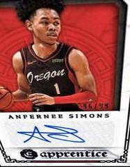 Anfernee Simons [Blue] #APR-ASI Basketball Cards 2020 Panini Chronicles Apprentice Signatures Prices