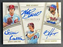 Steve Carlton, Mike Schmidt, Bryce Harper #DTA-CSH Baseball Cards 2022 Topps Definitive Trios Autographs Prices