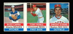 Buzz Capra, Dwight Evans, Tony Perez [Hand Cut Panel] Baseball Cards 1976 Hostess Prices