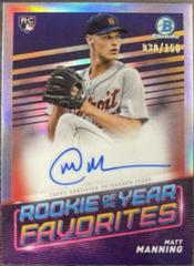 Matt Manning #ROYF-MM Baseball Cards 2022 Bowman Rookie of the Year Favorites Autographs Prices