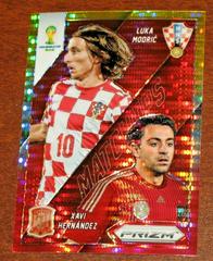 Luka Modric, Xavi Hernandez [Yellow & Red Pulsar] #25 Soccer Cards 2014 Panini Prizm World Cup Matchups Prices