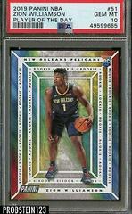 Zion Williamson #51 Basketball Cards 2019 Panini NBA Player of the Day Prices