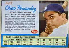 Chico Fernandez [Hand Cut] #17 Baseball Cards 1962 Post Cereal Prices