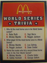 World Series Trivia #8 Baseball Cards 1990 Score McDonald's Prices