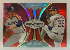 Nolan Ryan, Justin Verlander [Red Refractor] Baseball Cards 2019 Topps Chrome Greatness Returns Prices