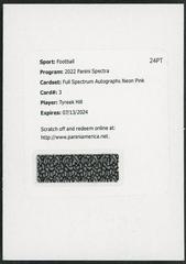 Tyreek Hill [Pink] #FSA-THI Football Cards 2022 Panini Spectra Full Spectrum Autographs Prices