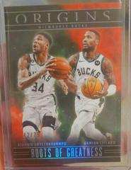 Damian Lillard / Giannis Antetokounmpo [Red] #13 Basketball Cards 2023 Panini Origins Roots of Greatness Prices