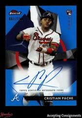 Cristian Pache [Blue Refractor] #FRDA-CP Baseball Cards 2021 Topps Finest Rookie Design Variation Autographs Prices