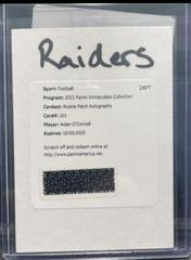 Aidan O'Connell #1 Football Cards 2023 Panini Immaculate Signature Patch Rookie Prices
