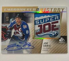 Joe Sakic [Autograph] #67 Hockey Cards 2021 SP Game Used Embroidered in History Prices