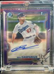 Ben Casparius [Purple Refractor] #CDA-BCA Baseball Cards 2021 Bowman Draft Pick Chrome Autographs Prices