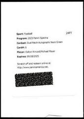 Dalton Kincaid #35 Football Cards 2023 Panini Spectra Rookie Autograph Neon Green Prices