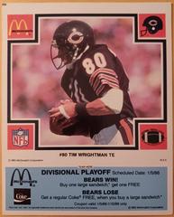 Tim Wrightman [Blue] #80 Football Cards 1985 McDonald's Bears Prices