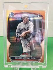 George Herman Ruth [SP RetroFractor Variation Orange] Baseball Cards 2023 Bowman Chrome Prospects Prices