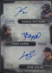 Jose Salas, Yiddi Cappe, Kahlil Watson #TRA-WCS Baseball Cards 2022 Bowman Sterling Triple Refractor Autographs Prices