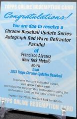 Francisco Alvarez [Red Wave] #AC-FA Baseball Cards 2023 Topps Chrome Update Autographs Prices