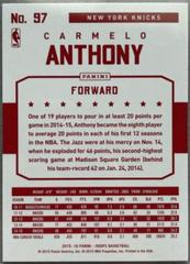 Carmelo Anthony [Red Back] Basketball Cards 2015 Panini Hoops Prices