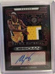 Myles Turner [Red] Basketball Cards 2021 Panini Obsidian Matrix Material Autographs Prices