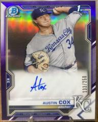Austin Cox [Purple Refractor] #CPA-AC Baseball Cards 2021 Bowman Chrome Prospect Autographs Prices