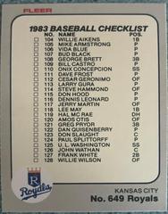 Checklist 104-152 #649 Baseball Cards 1983 Fleer Prices