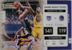 De'Aaron Fox #1 Basketball Cards 2021 Panini Contenders Game Night Ticket Prices