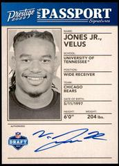 Velus Jones Jr. Football Cards 2022 Panini Prestige NFL Passport Signatures Prices