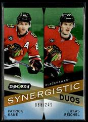 Patrick Kane, Lukas Reichel [Green] #SD-12 Hockey Cards 2022 Upper Deck Synergy Synergistic Duos Star Rookie Prices
