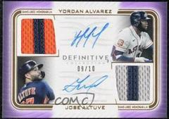 Jose Altuve, Yordan Alvarez [Purple] #DAR-AA Baseball Cards 2023 Topps Definitive Dual Autograph Relic Collection Prices