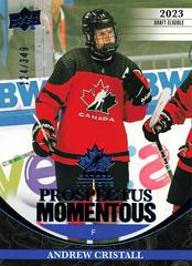 Andrew Cristall [Blue] #PM-11 Hockey Cards 2023 Upper Deck Team Canada Juniors Prospectus Momentous Prices