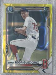 Elmer Rodriguez Cruz [Yellow Lava Refractor] Baseball Cards 2021 Bowman Draft Chrome Prices