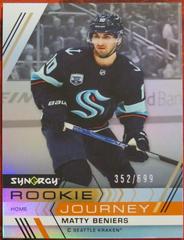 Matty Beniers #RJ-5 Hockey Cards 2022 Upper Deck Synergy Rookie Journey Home Prices