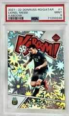 Lionel Messi Soccer Cards 2021 Panini Donruss Road to Qatar Kaboom Prices