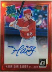Harrison Bader [Red] #RRS-HB Baseball Cards 2018 Panini Donruss Optic Rated Rookie Signatures Prices