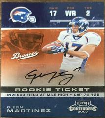 Glenn Martinez [Playoff Ticket] Football Cards 2007 Playoff Contenders Prices