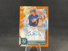Cal Raleigh [Orange Refractor] Baseball Cards 2022 Bowman Chrome Rookie Autographs Prices