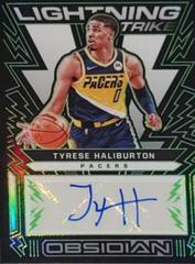 Tyrese Haliburton [Green] #LSS-TYH Basketball Cards 2021 Panini Obsidian Lightning Strike Signatures Prices