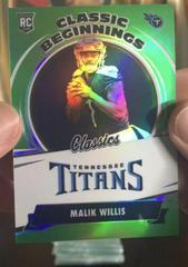 Malik Willis [Green] #CB-3 Football Cards 2022 Panini Classics Beginnings Prices