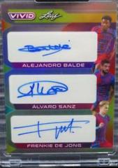 Alejandro Balde , alvaro Sanz , Frenkie de Jong [Gray] Soccer Cards 2022 Leaf Vivid Triple Autographs Prices