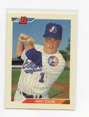 Matt Stairs #434 Baseball Cards 1992 Bowman Prices