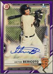 Victor Bericoto [Purple] #PAPR-VB Baseball Cards 2021 Bowman Paper Prospects Autographs Prices