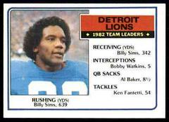 Billy Sims [Lions Team Leaders] Football Cards 1983 Topps Prices
