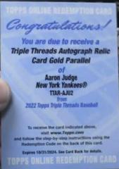 Aaron Judge [Gold] #TTAR-AJU2 Baseball Cards 2022 Topps Triple Threads Autograph Relic Prices