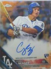 Corey Seager [Orange Refractor] #RA-CS Baseball Cards 2016 Topps Chrome Rookie Autographs Prices