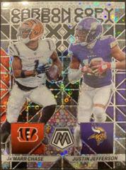 Ja'Marr Chase, Justin Jefferson [No Huddle Silver] #CC-13 Football Cards 2023 Panini Mosaic Carbon Copy Prices