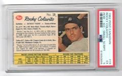 Rocky Colavito [Perforated Hand Cut Small Script] #19 Baseball Cards 1962 Post Canadian Prices