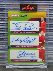 Cristiano Ronaldo , Wayne Rooney , Dimitar Berbatov #TA-21 Soccer Cards 2022 Leaf Vivid Triple Autographs Prices